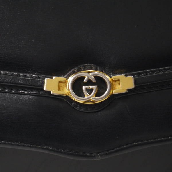OLD Gucci ２wayレザーショルダー(黒・ブラック）