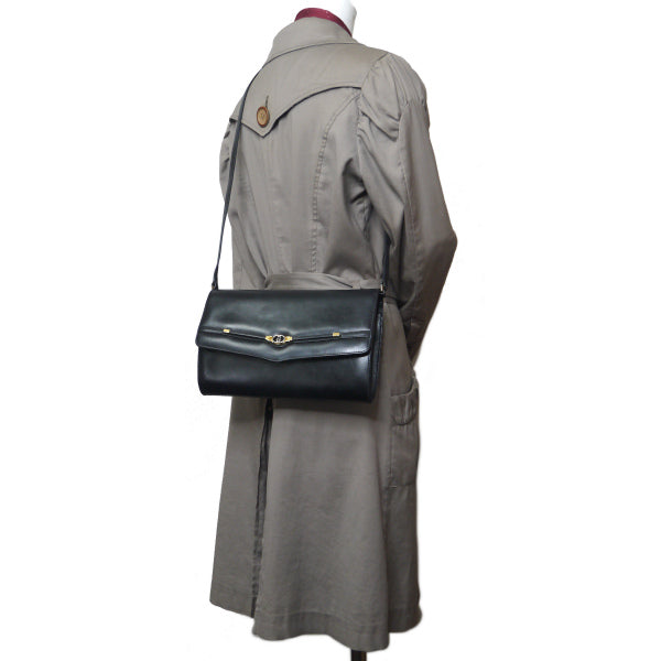 OLD Gucci ２wayレザーショルダー(黒・ブラック）