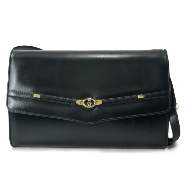 OLD Gucci ２wayレザーショルダー(黒・ブラック）