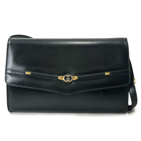OLD Gucci ２wayレザーショルダー(黒・ブラック）