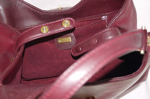 OLD Gucci 総皮ハンドバック（ボルドー）