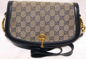 OLD Gucci半円サイド金具ワンショルダー青