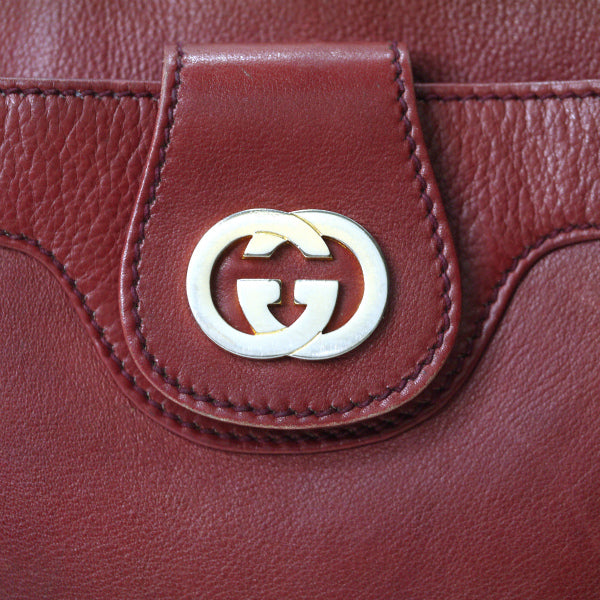OLD Gucci 70s総革GG金具 大型ショルダー（ルージュ）