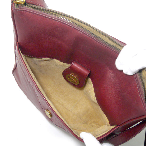 OLD Gucci 70s総革GG金具 大型ショルダー（ルージュ）