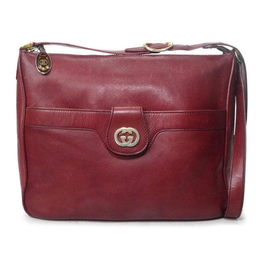 OLD Gucci 70s総革GG金具 大型ショルダー（ルージュ）