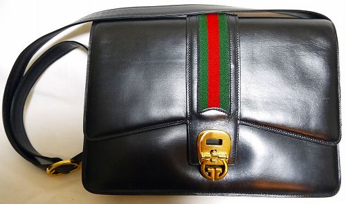 OLD Gucci 黒　縦シェリー革ショルダー