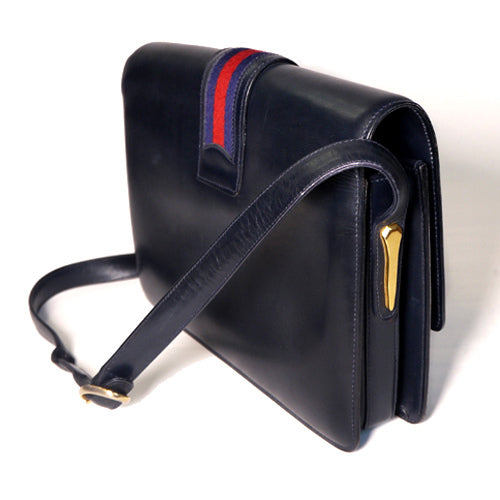OLD Gucci 縦シェリー革ショルダー（濃紺）