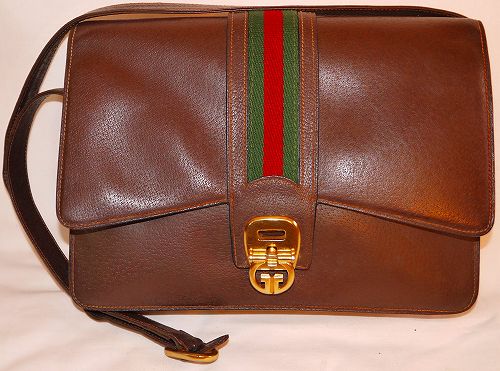 OLD Gucci 茶　縦シェリー革ショルダー