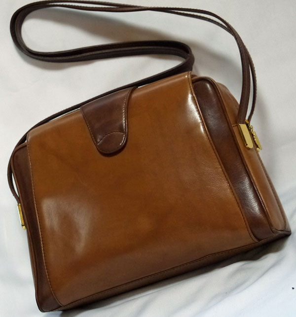 OLD Gucci　キャメル×茶コンビ　ビット金具ショルダー