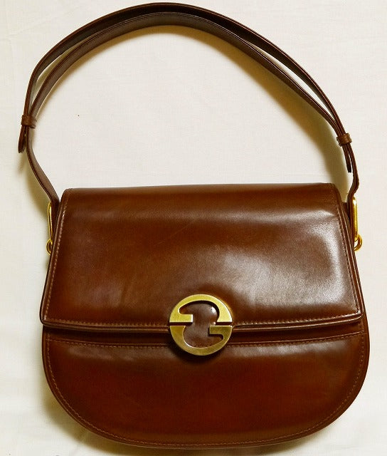 OLD Gucci縦GG丸フォルムショルダー（茶）