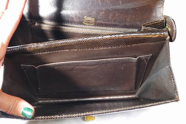 OLD Gucci リザード６０ｓバッグ（茶）