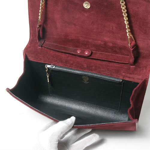 OLD Gucciスエードチェーンクラッチバッグ（赤）