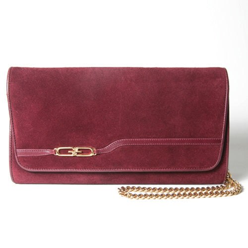 OLD Gucciスエードチェーンクラッチバッグ（赤）