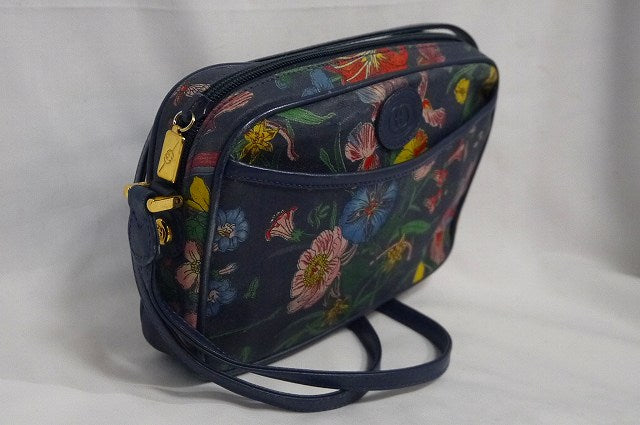 OLD Gucci フローラ紺ショルダー
