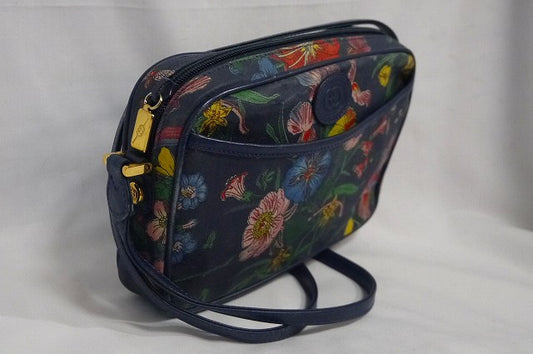 OLD Gucci フローラ紺ショルダー