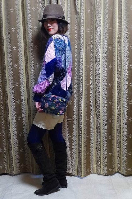 OLD Gucci フローラ紺ショルダー
