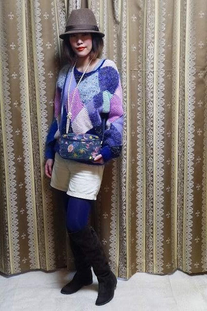 OLD Gucci フローラ紺ショルダー