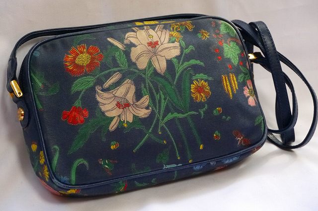OLD Gucci フローラ紺ショルダー