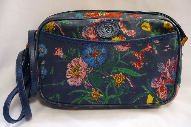 OLD Gucci フローラ紺ショルダー