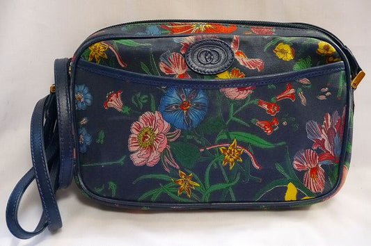 OLD Gucci フローラ紺ショルダー