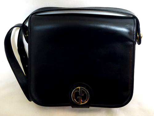 OLD Gucci 黒・総皮ワンショルダーＧマーク