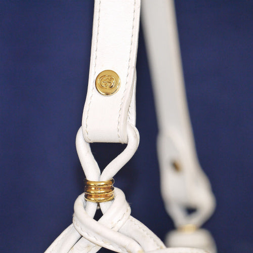 OLD Gucci フローラ巾着ポシェット(白）