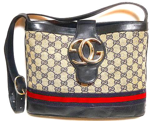 OLD Gucci 　G金具バケツ型（青・ジャガード）