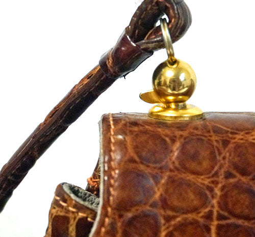 OLD Gucci 　クロコ型押しショルダー（茶）