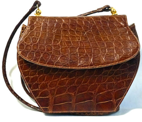 OLD Gucci 　クロコ型押しショルダー（茶）
