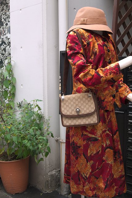 OLD Gucci ジャガード織７０ｓショルダー（茶GG）