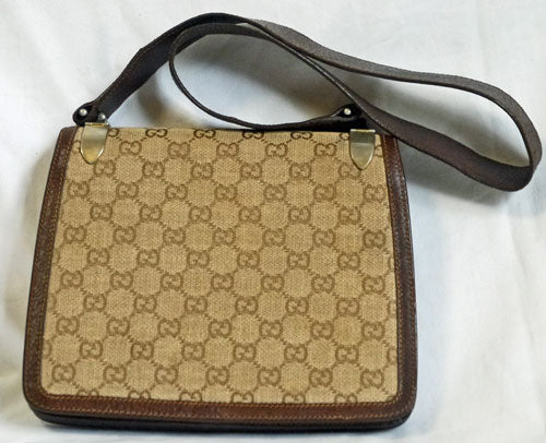 OLD Gucci ジャガード織７０ｓショルダー（茶GG）