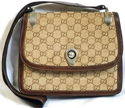 OLD Gucci ジャガード織７０ｓショルダー（茶GG）