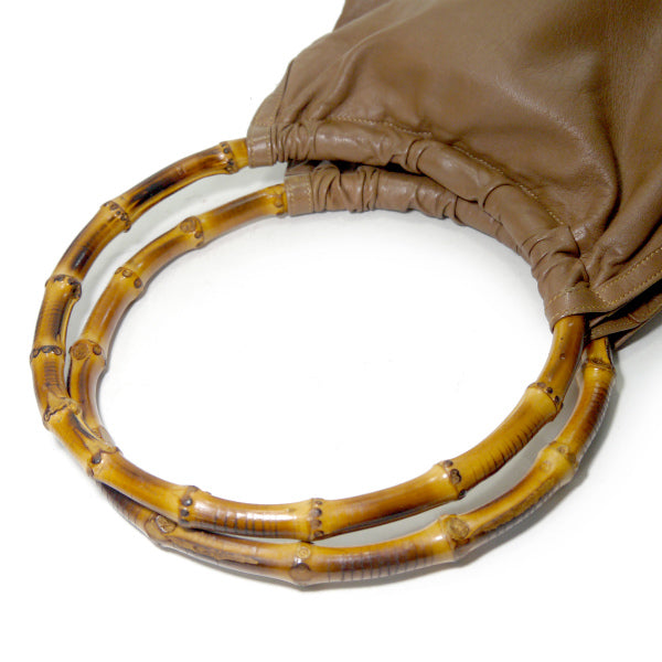 OLD Gucci　バンブーサークルハンドル総革バッグ（茶）