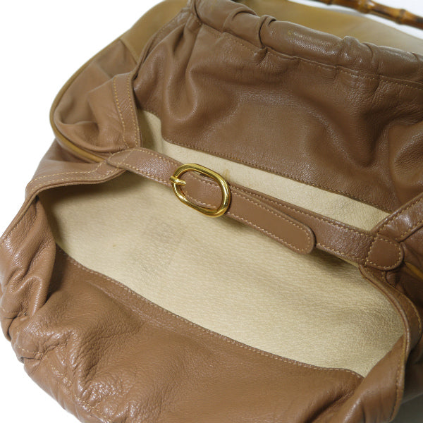 OLD Gucci　バンブーサークルハンドル総革バッグ（茶）