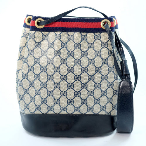 OLD Gucci 巾着型ショルダー(シェリーライン/青)