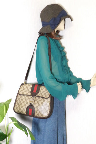 OLD Gucci　縦シェリー2wayバッグ(茶)