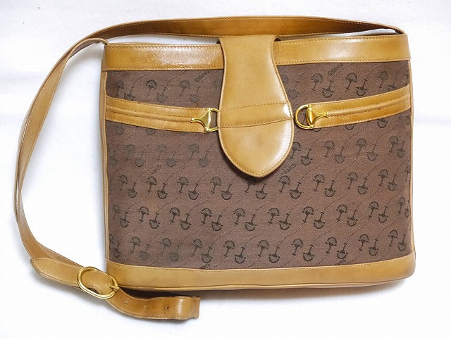 OLD Gucci ホースビット柄ジャガードバケツショルダー(茶)