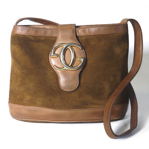 OLD Gucci バケツ型G金具ショルダー（キャメル・スエード）
