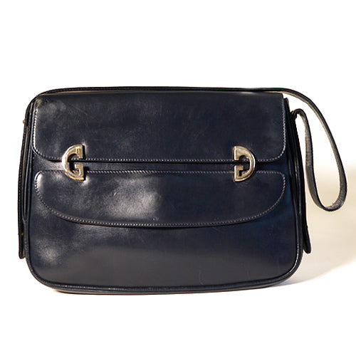 OLD Gucci 総皮G金具大判2wayショルダー(濃紺)