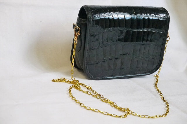 OLD Gucci　黒クロコ型押しポシェットショルダー
