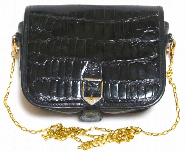 OLD Gucci　黒クロコ型押しポシェットショルダー