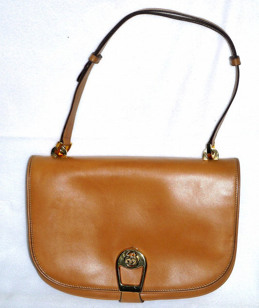 OLD Gucci ２way半円総皮ショルダー(キャメル)