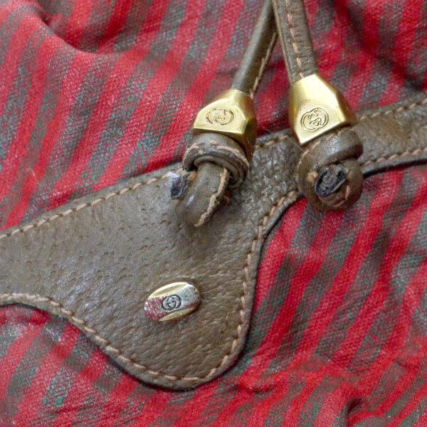 OLD Gucci　Rigateライン巾着ショルダー（赤）