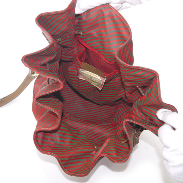 OLD Gucci　Rigateライン巾着ショルダー（赤）