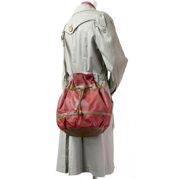 OLD Gucci　Rigateライン巾着ショルダー（赤）