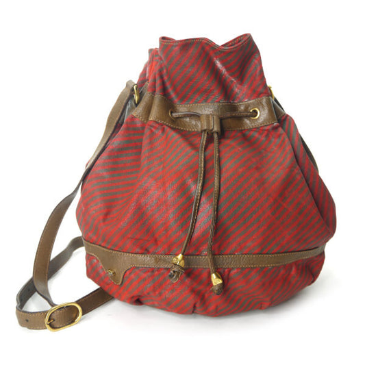 OLD Gucci　Rigateライン巾着ショルダー（赤）