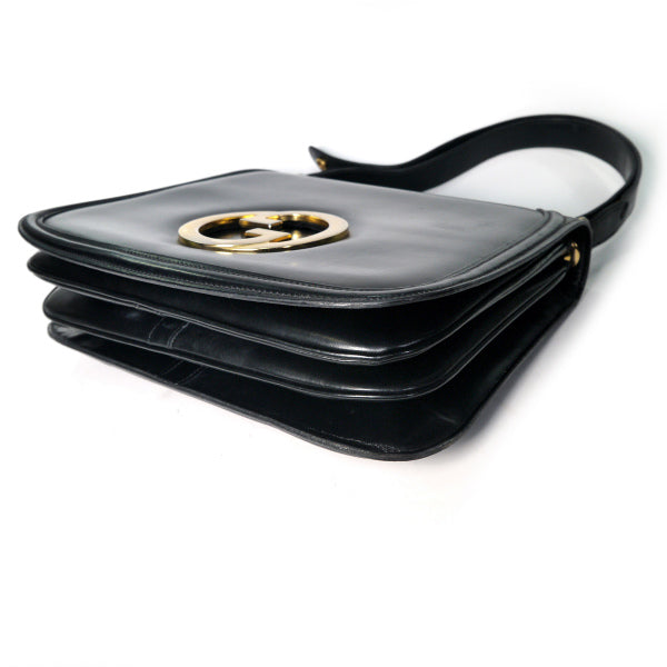 OLD Gucci  代表作!インターロッキング　総革ワンショルダー（黒）