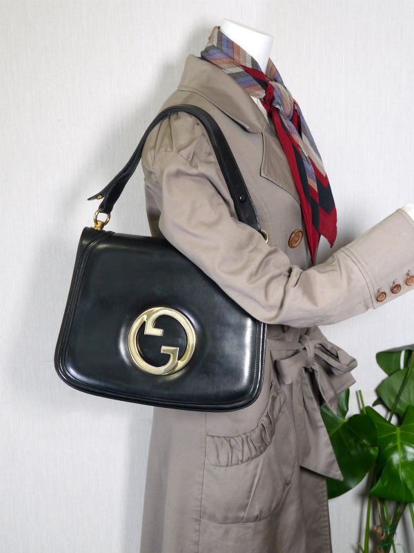 OLD Gucci  代表作!インターロッキング　総革ワンショルダー（黒）