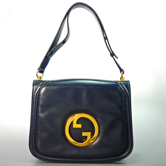 OLD Gucci インターロッキング60〜72ｓショルダー（濃紺）