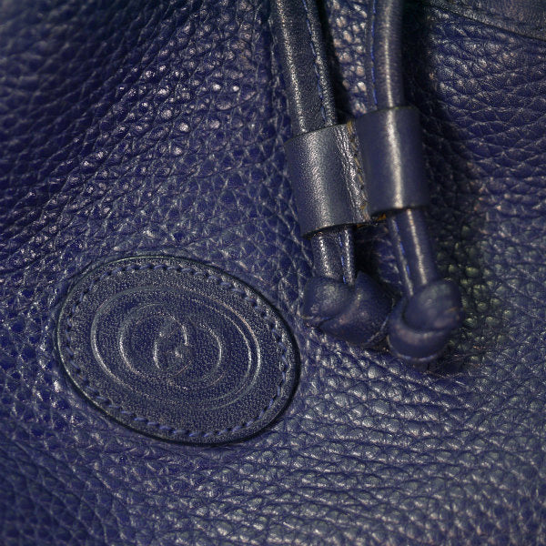 OLD Gucci　型押しレザー巾着ミニポシェット（紺）